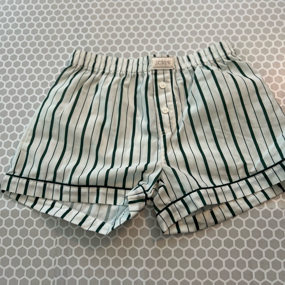 NWT J. Crew Kids Green and White Striped Pajama Set Size M (8-9) - Picture 4 of 8